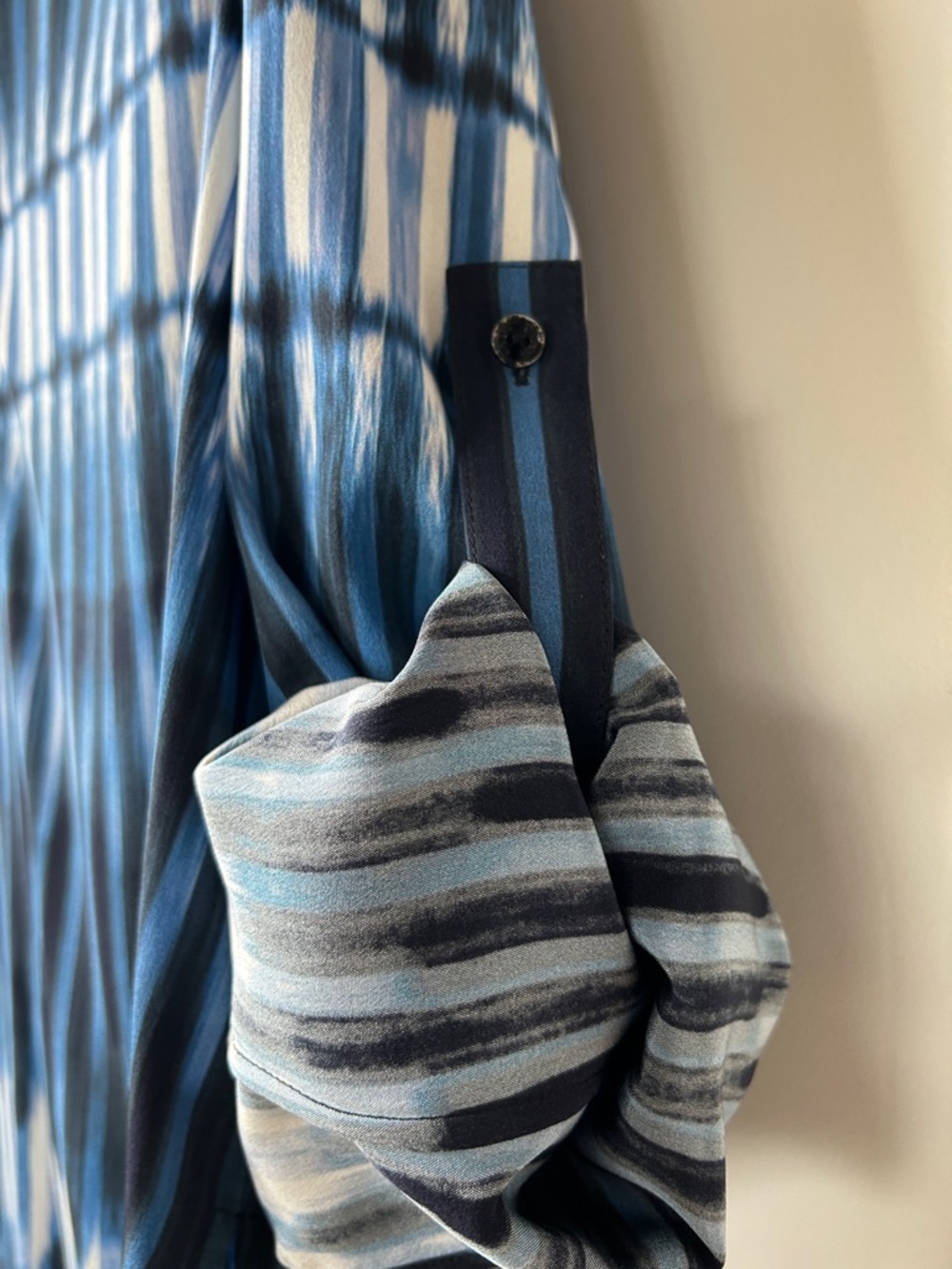 Vince Silk Blue and White Striped Tie-Dye Tunic - Picture 3 of 5